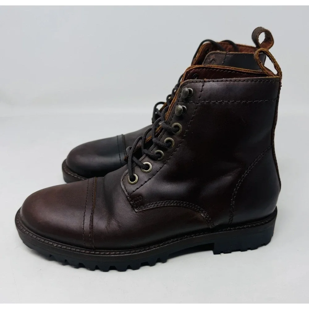 Patina Brown Leather Lace Up Boots | Made in Mexico Men's‎ Size 7/40 NWOB
